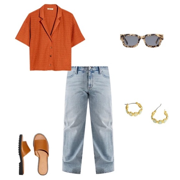 NEW MADEWELL- Crinkle-Knit Button-Front Top - Picture 4 of 7